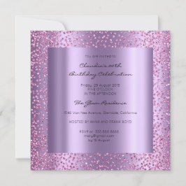 Invitación Confetti Violeta Rosa Ducha Bridal Cumpleaños 16