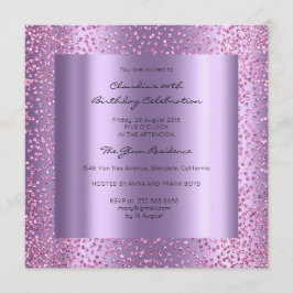Invitación Confetti Violeta Rosa Ducha Bridal Cumpleaños 16