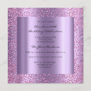 Invitación Confetti Violeta Rosa Ducha Bridal Cumpleaños 16
