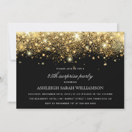 Invitación Confetti y luces Purpurina de oro | Fiesta sorpres