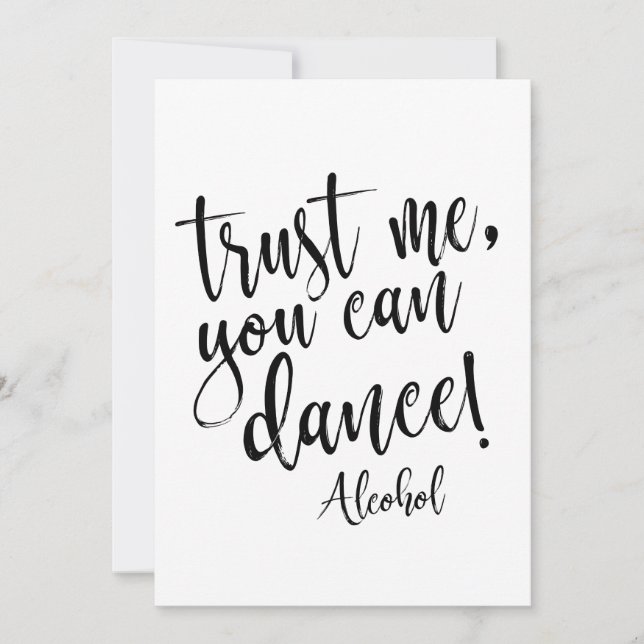 Invitación Confía en mí, puedes bailar Letrero de boda asequi (Anverso)