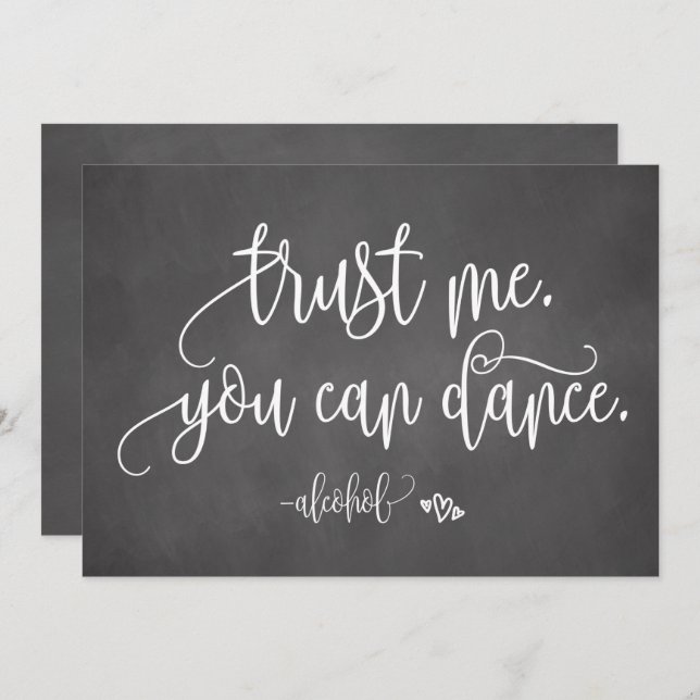 Invitación Confía en mí puedes bailar Letrero de boda con alc (Anverso / Reverso)