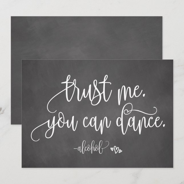 Invitación Confía en mí, puedes bailar Señal de alcohol de bo (Anverso / Reverso)