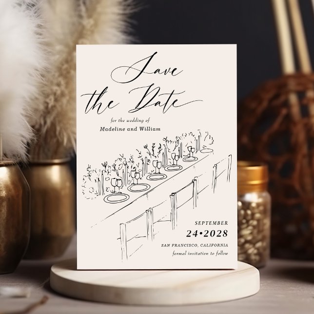 Invitación Configuración de tabla dibujada a mano Guardar la  (Subido por el creador)