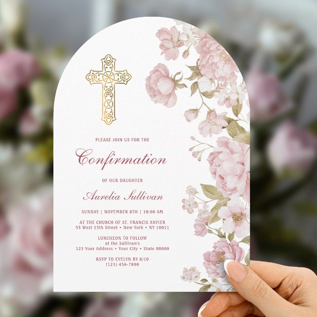 Invitación Confirmación Arco de Flores Rosadas (Subido por el creador)