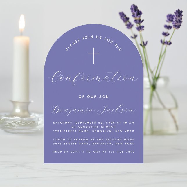 Invitación Confirmación Arco Violeta Moderno Letra a Mano (Subido por el creador)