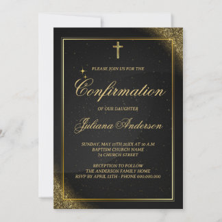 Invitación Confirmación Black and Gold Elegant