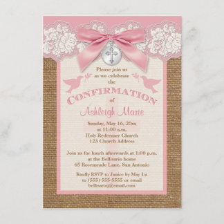 Invitación Confirmación | BOW IMPRESO Y ENCANTO | Burlap | La