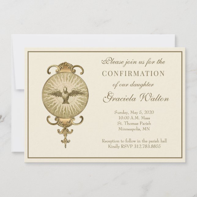 Invitación Confirmación católica de la Escritura del Espíritu (Anverso)