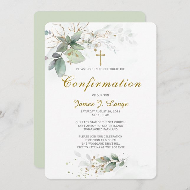Invitación Confirmación católica personalizada (Anverso / Reverso)