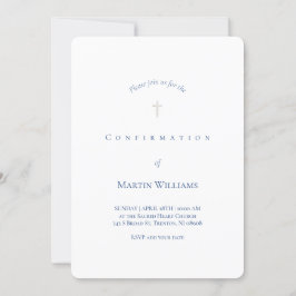 Invitación confirmación clásica en blanco y azul
