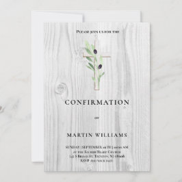 Invitación Confirmación cruzada de leña de rama de oliva