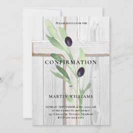 Invitación Confirmación cruzada de madera blanca de rama de o