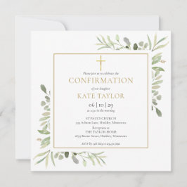 Invitación Confirmación Cuadrada de Vegetación Acuarela