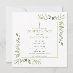 Invitación Confirmación Cuadrada de Vegetación Acuarela