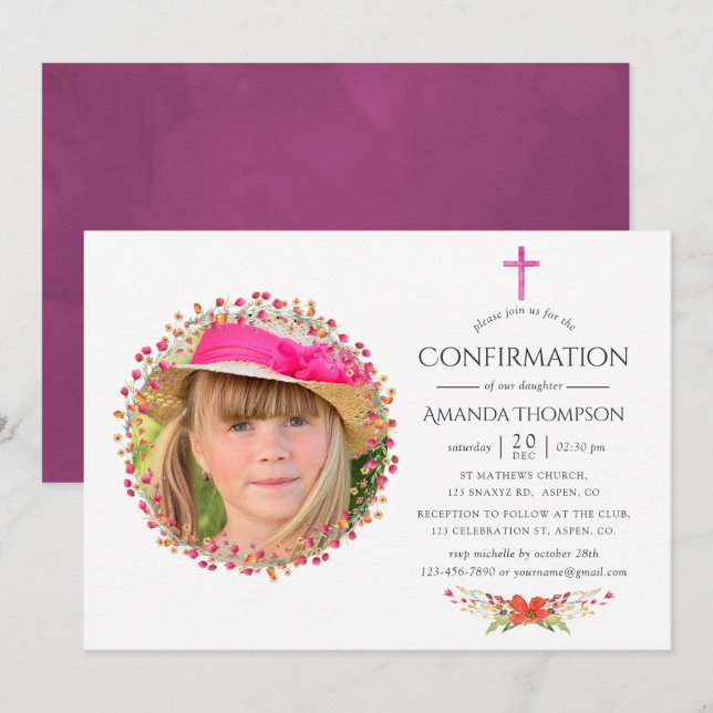 Invitación Confirmación de Aquarelle Wildflower (Anverso / Reverso)