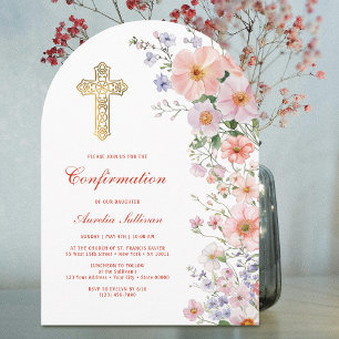 Invitación Confirmación de Arco de Flores Silvestres Pastel