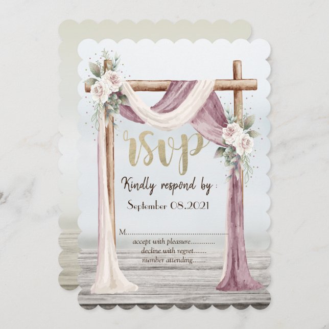 Invitación Confirmación de asistencia en Beach Arbor (Anverso / Reverso)