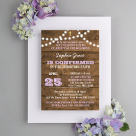 Invitación Confirmación de Barnwood Lights Lilac