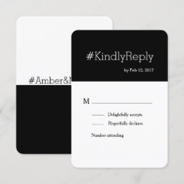 Invitación Confirmación de boda chic negro y blanco moderno c