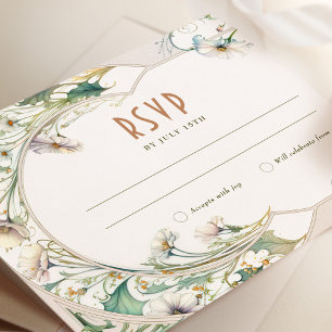 Invitación Confirmación de boda Daisy Arte Nouveau vintage de