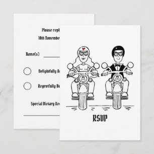 Invitación Confirmación de boda de motociclista para