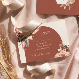 Invitación Confirmación de Boda Floral Bohemio de Terracota y
