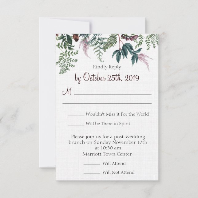 Invitación Confirmación de boda floral de otoño (Anverso)