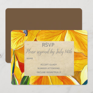 Invitación Confirmación de boda flores amarillas campo rústic