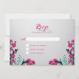 Invitación Confirmación de boda fucsia y turquesa