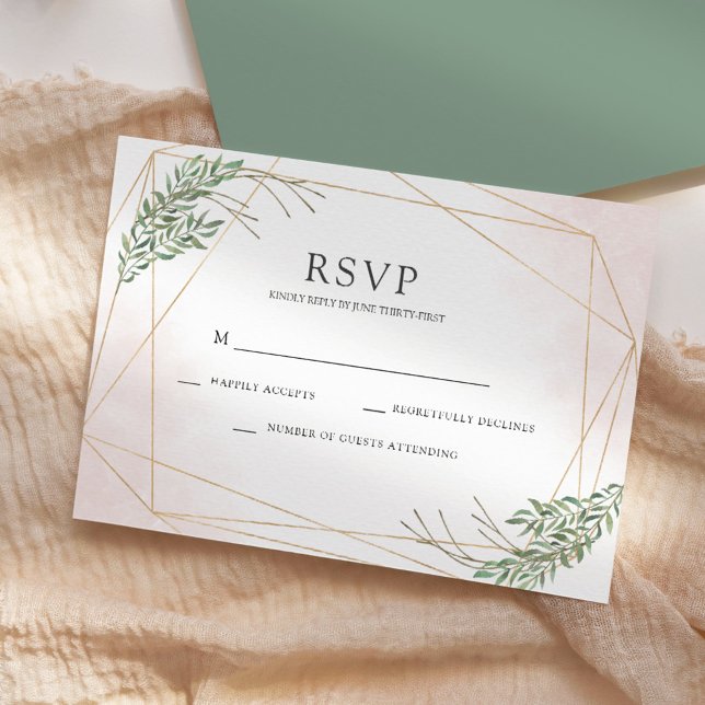 Invitación Confirmación de Boda Green Leaves & Blush (Subido por el creador)