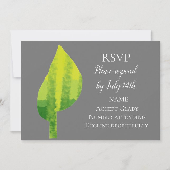 Invitación Confirmación de boda hoja verde eco naturaleza (Anverso)