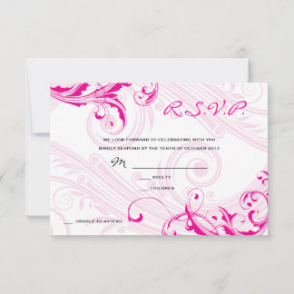 Invitación Confirmación de Boda Magenta Clásico Scroll Fleuri
