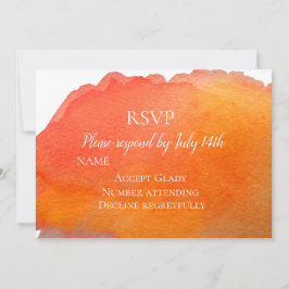 Invitación Confirmación de boda naranja moderno acuarela RSVP