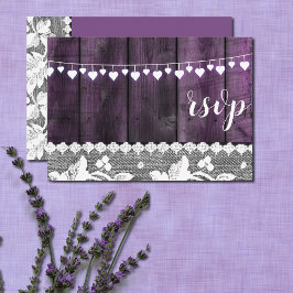Invitación confirmación de boda rústica - madera, encaje, cor