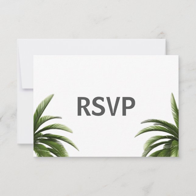 Invitación Confirmación de boda verde con palmera tropical (Anverso)
