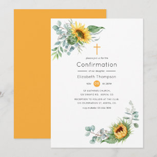 Invitación Confirmación de Boho Sunflower Eucalipto