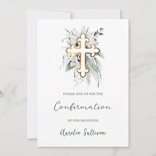 Invitación Confirmación de Bouquet de flores blancas (Anverso)