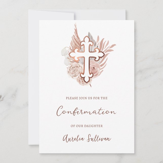 Invitación Confirmación de Bouquet de los Rosas Boho (Anverso)