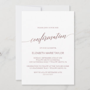 Invitación Confirmación de caligrafía de oro Rosa elegante
