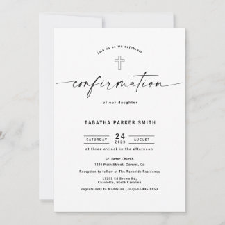 Invitación Confirmación de caligrafía elegante
