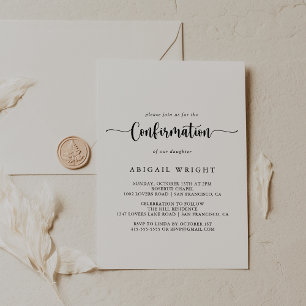 Invitación Confirmación de caligrafía minimalista