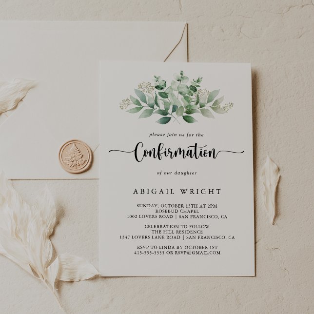 Invitación Confirmación de caligrafía minimalista Eucalyptus (Subido por el creador)