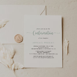 Invitación Confirmación de caligrafía Minimalista verde