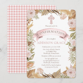 Invitación Confirmación de Chica de Floral de Grasas Secas Ro