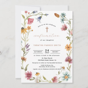 Invitación Confirmación de Chica de flores silvestres