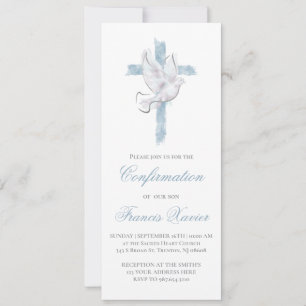 Invitación Confirmación de cruz azul del Espíritu Santo