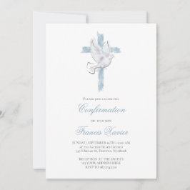 Invitación Confirmación de cruz azul del Espíritu Santo