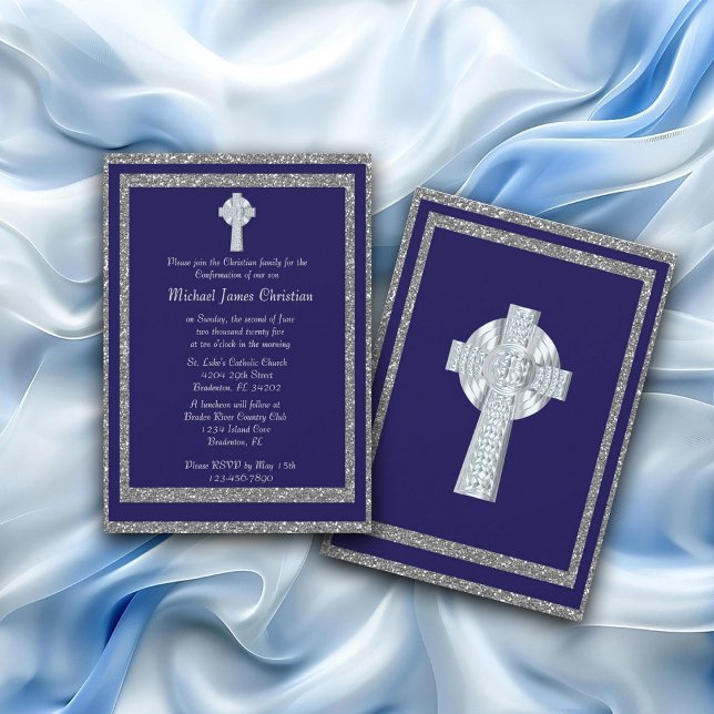 Invitación Confirmación de cruz celta de plata (Subido por el creador)