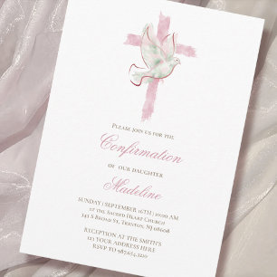 Invitación confirmación de cruz rosa del Espíritu Santo